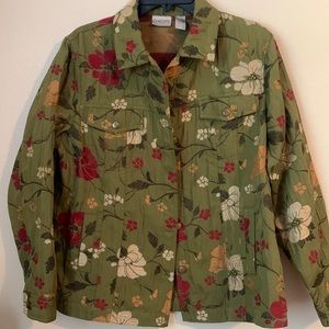 Chico’s’ s floral embroidered green jacket
